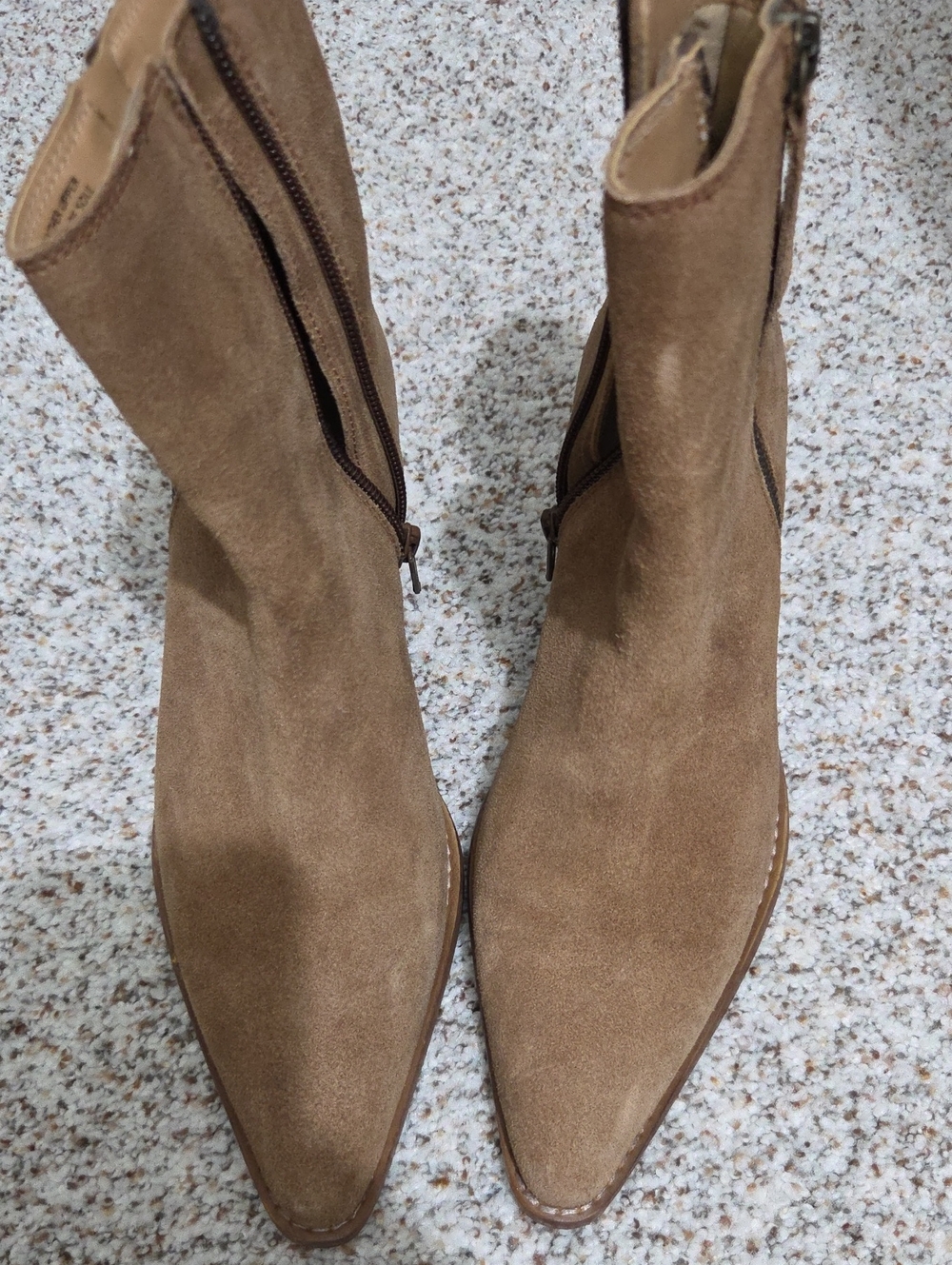 House of Harlow 1960 Tan Suede Pointed-Toe Ankle Booties